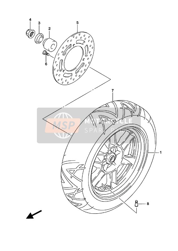 Suzuki UH125A BURGMAN 2016 Rear Wheel (UH125 P53) for a 2016 Suzuki UH125A BURGMAN